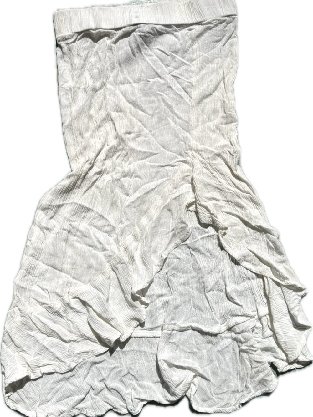 White Textured Tiered Maxi Skirt